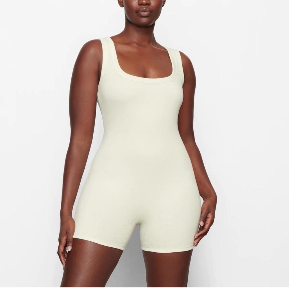 Skims Cotton Rib Onesie Color: Bone Size XS